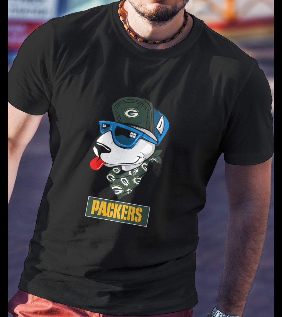 Packers Bull Terrier With Cap And Bandana T-Shirt