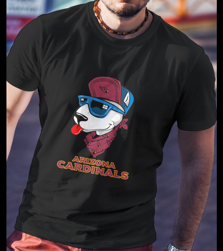 Arizona Cardinals Bull Terrier Wearing Sunglasses And Bandana T-Shirt
