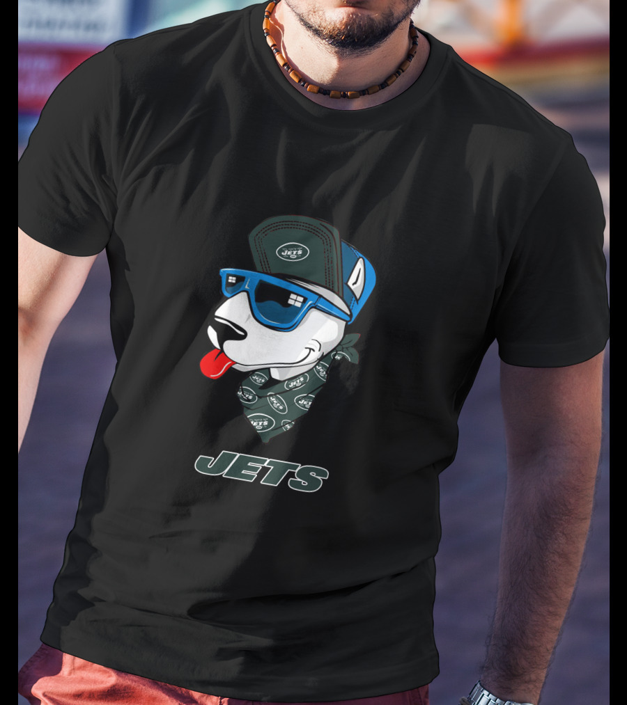 Jets Bull Terrier With Bandana And Sunglasses T-Shirt