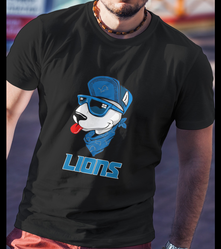 Lions Cool Bull Terrier With Hat And Sunglasses T-Shirt