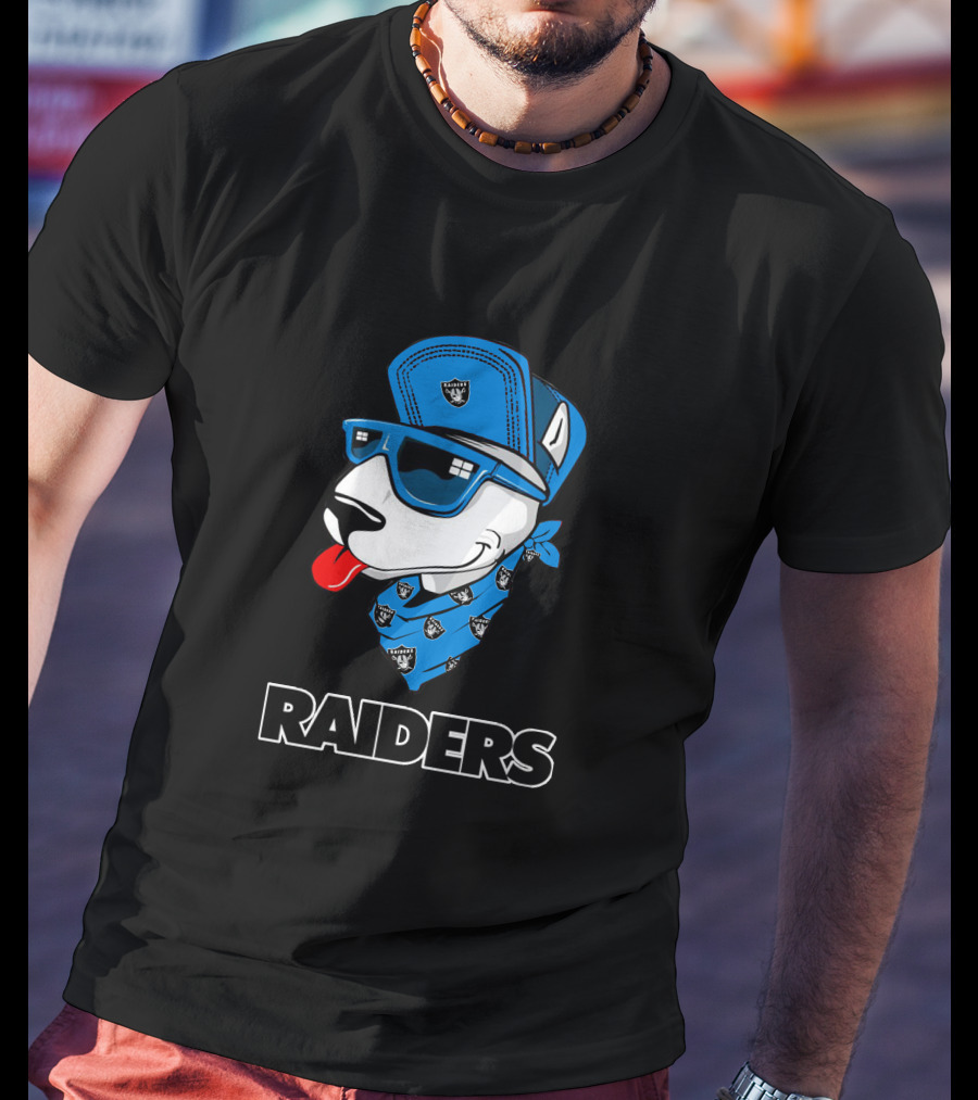 Raiders Bull Terrier Cool Blue Bandana And Cap T-Shirt