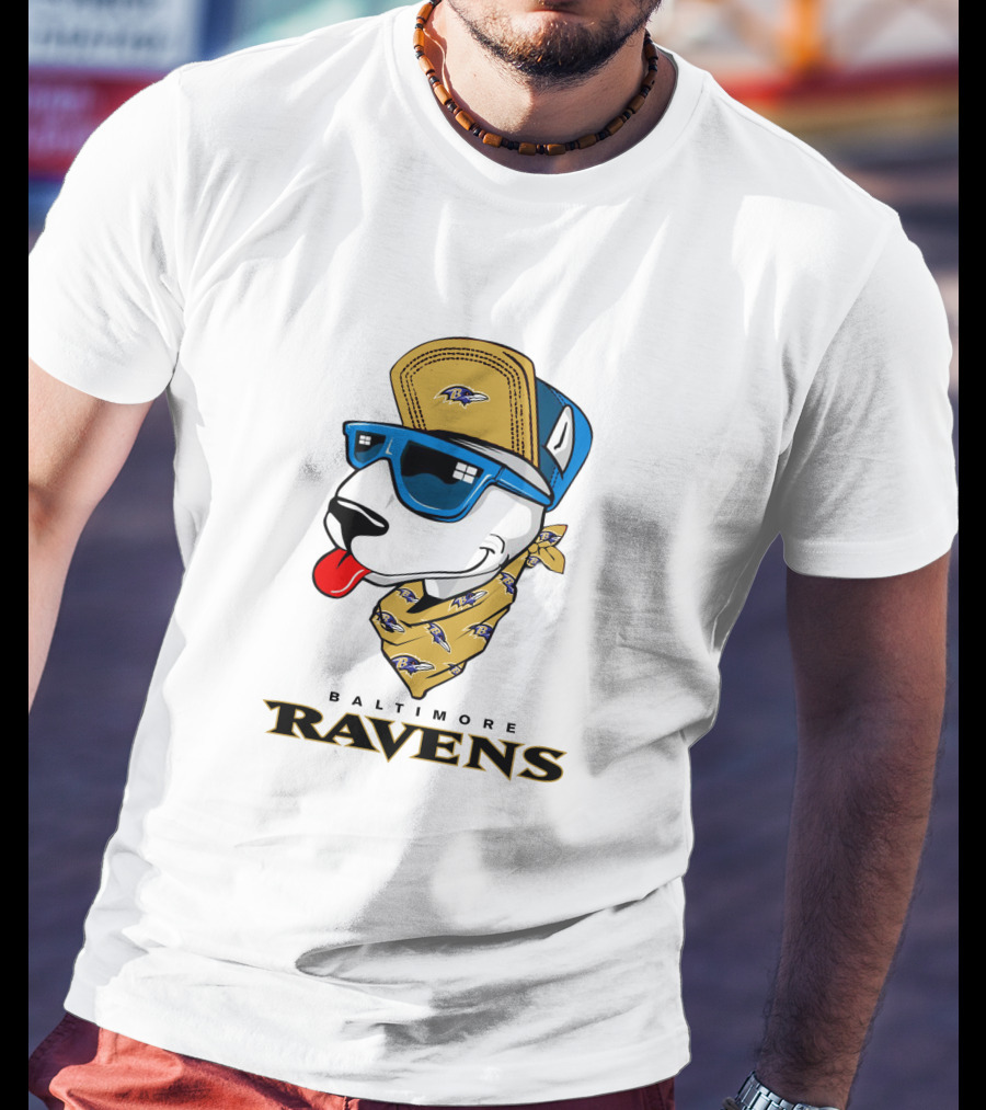 Baltimore Ravens Bull Terrier Bandana Mascot T-Shirt