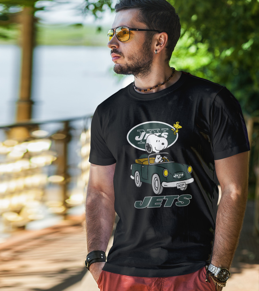 Jets Snoopy Woodstock Driving Car NY T-Shirt