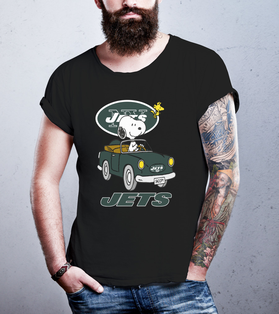 Jets Snoopy Woodstock Driving Car NY T-Shirt