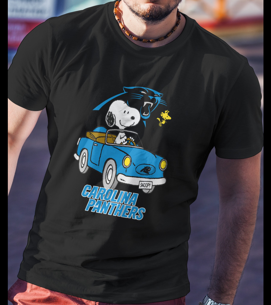 Carolina Panthers Snoopy Driving Adventure T-Shirt