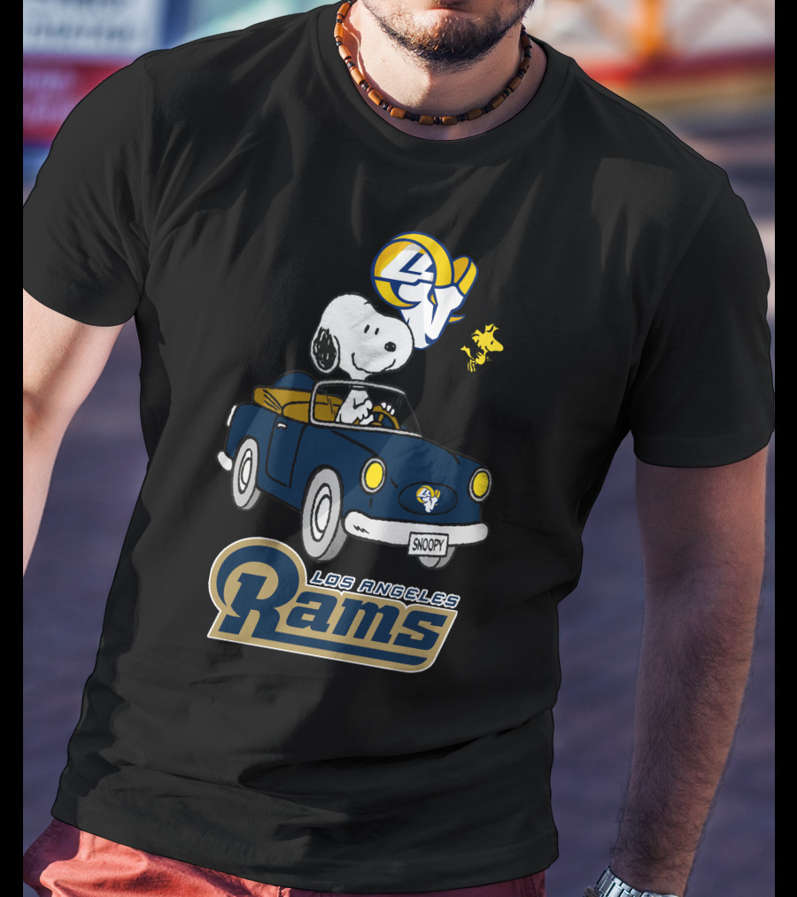 Los Angeles Rams Snoopy Driving With Woodstock T-Shirt