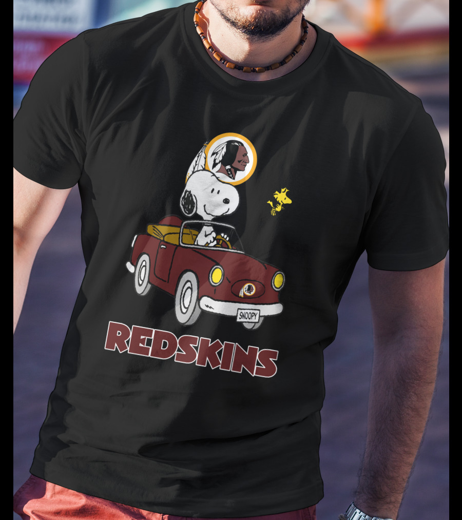 Snoopy Redskins Car Ride With Woodstock T-Shirt