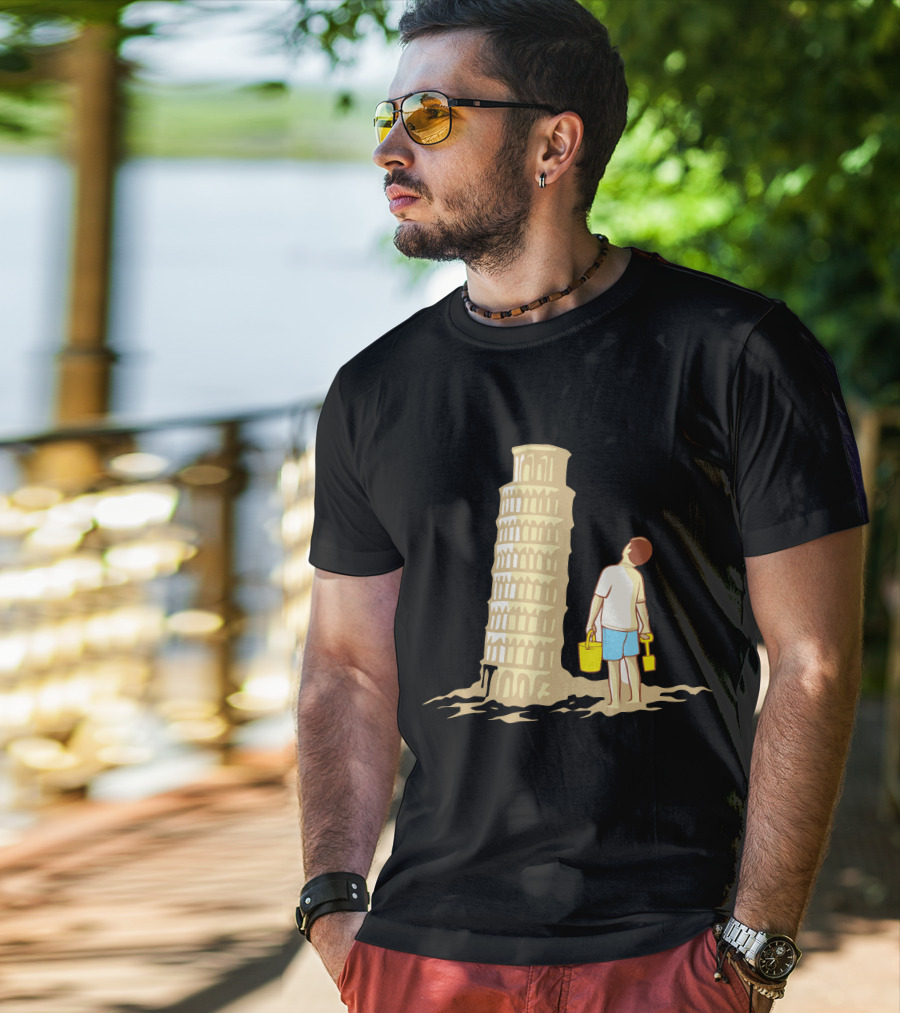 Sandcastle Builder Leaning Tower Of Pisa Summer Fun T-Shirt