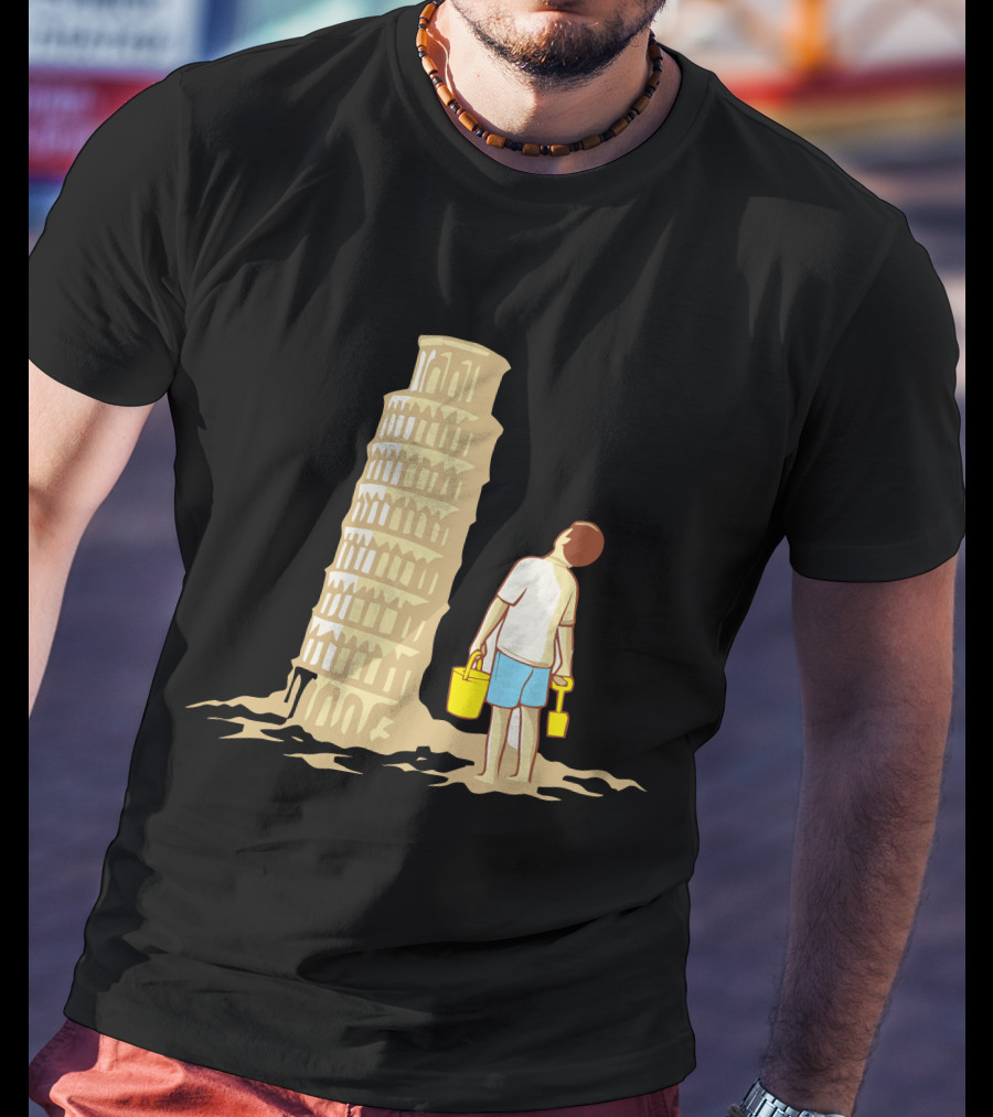 Sandcastle Builder Leaning Tower Of Pisa Summer Fun T-Shirt
