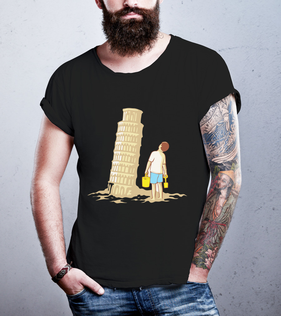 Sandcastle Builder Leaning Tower Of Pisa Summer Fun T-Shirt
