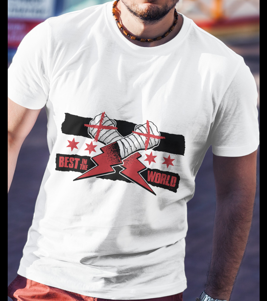 Best In The World Crossed Fists Red Lightning Stars T-Shirt