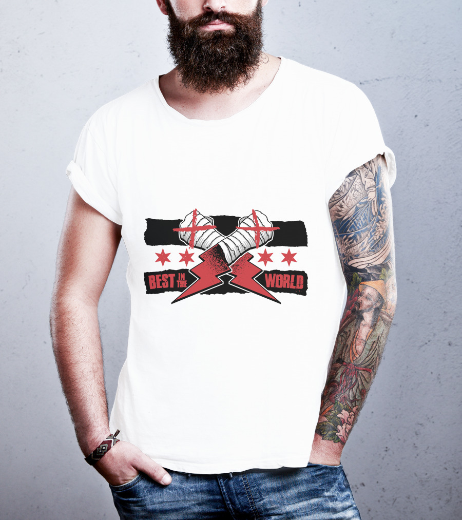 Best In The World Crossed Fists Red Lightning Stars T-Shirt