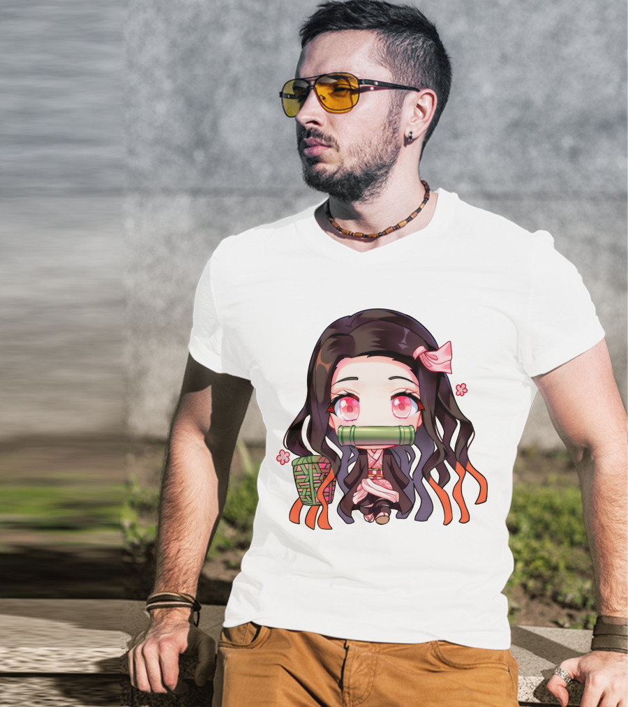 Nezuko Fanart Chibi Style Pink Aesthetic Character T-Shirt
