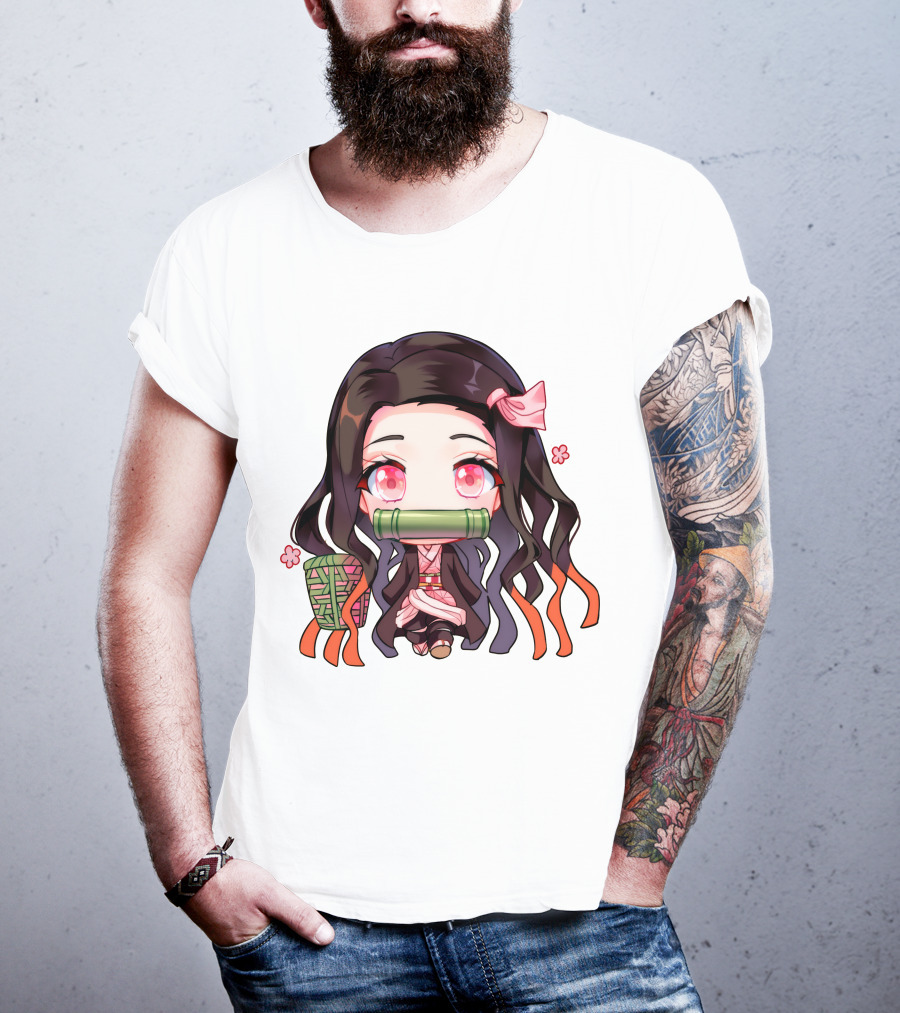 Nezuko Fanart Chibi Style Pink Aesthetic Character T-Shirt