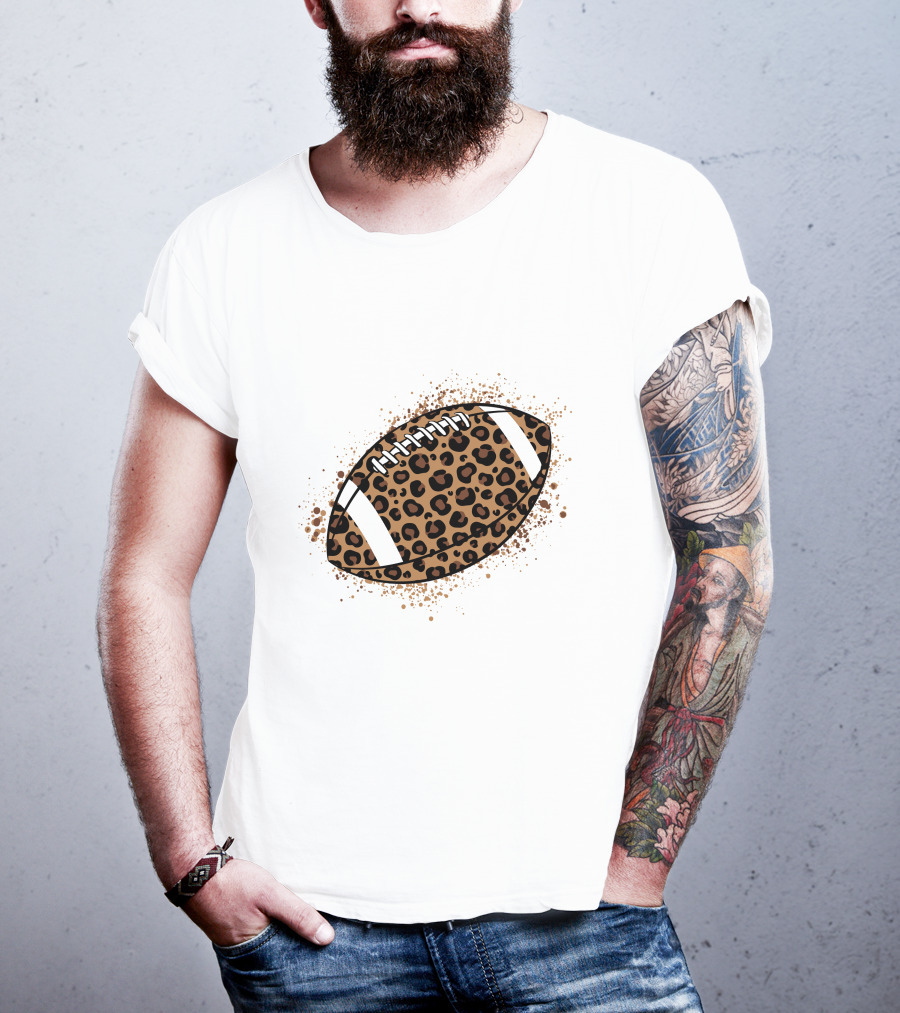 Leopard Print American Football Ball T-Shirt