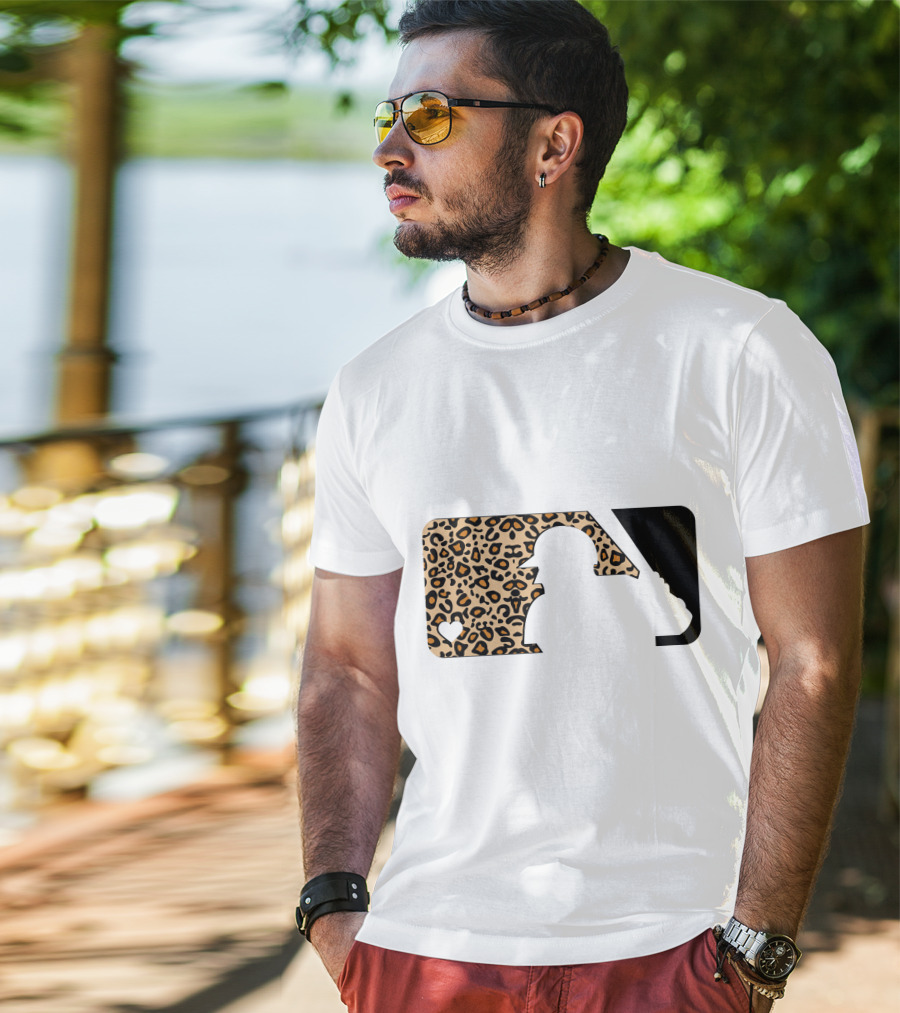 MLB Baseball Leopard Print Batter Silhouette Sublimated T-Shirt
