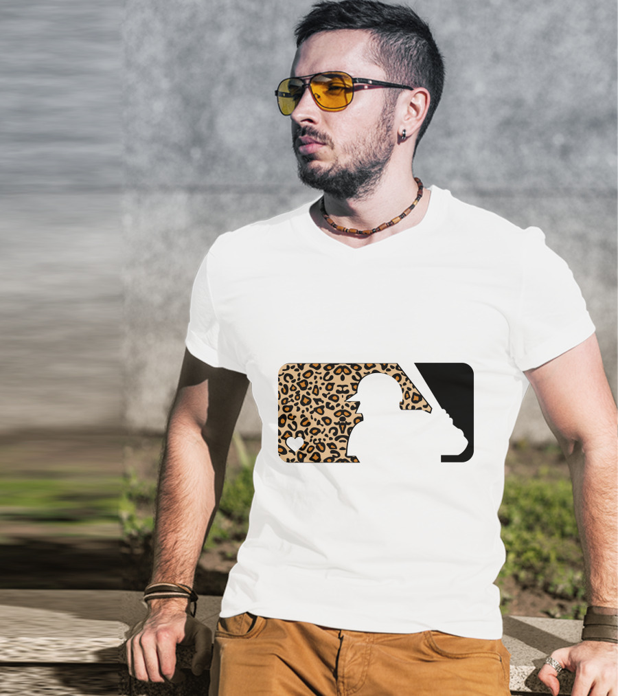 MLB Baseball Leopard Print Batter Silhouette Sublimated T-Shirt