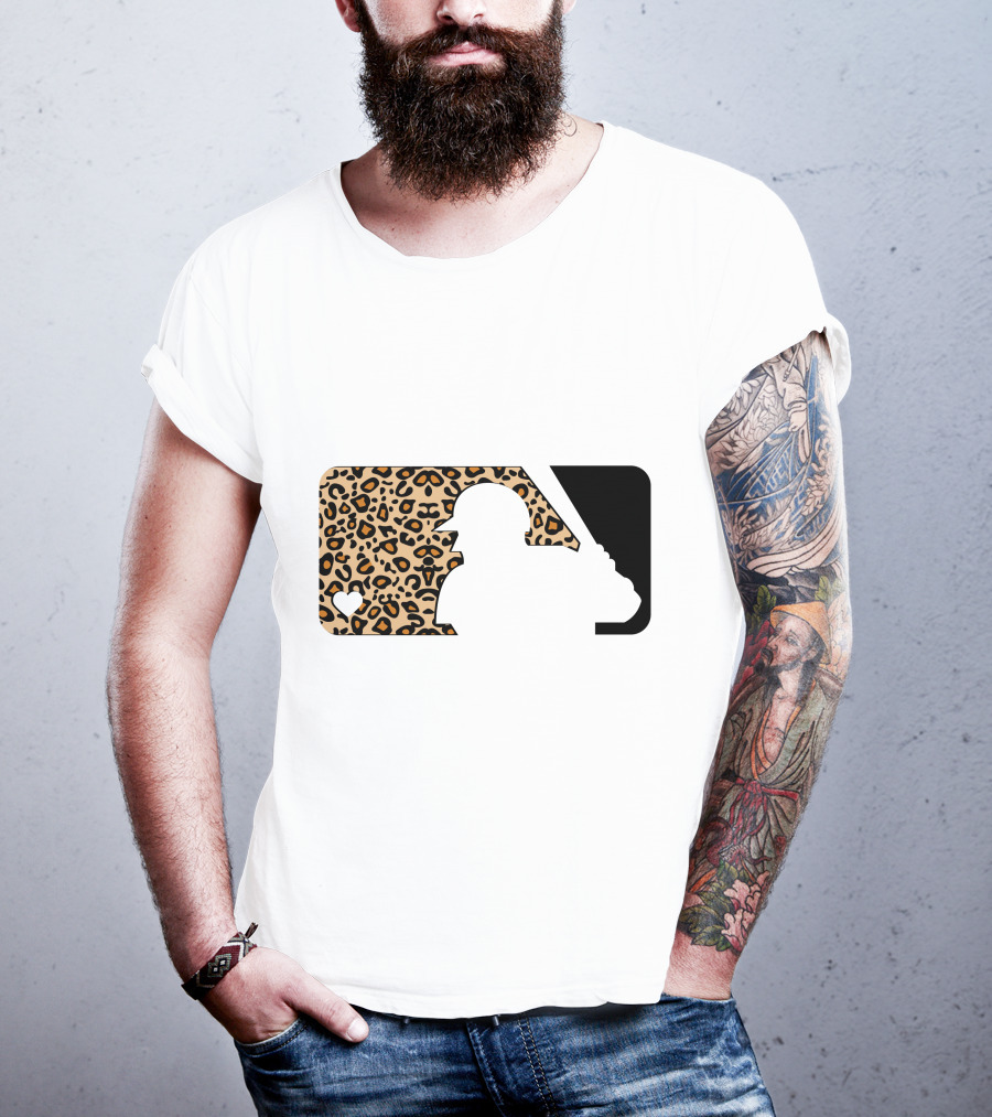 MLB Baseball Leopard Print Batter Silhouette Sublimated T-Shirt
