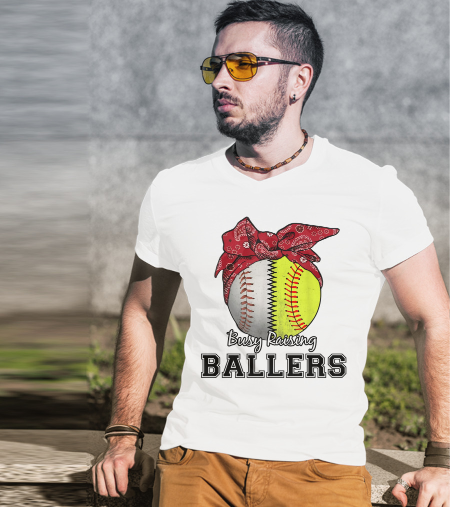 Busy Raising Baseball And Softball Ballers Bandana T-Shirt