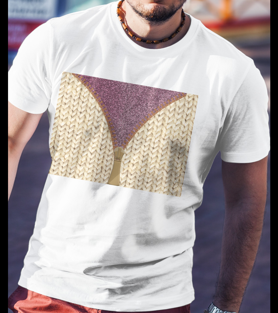 Rose Gold Glitter Knitted Sweater Zipper Tumbler T-Shirt