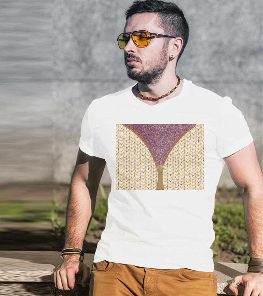 Rose Gold Glitter Knitted Sweater Zipper Tumbler T-Shirt