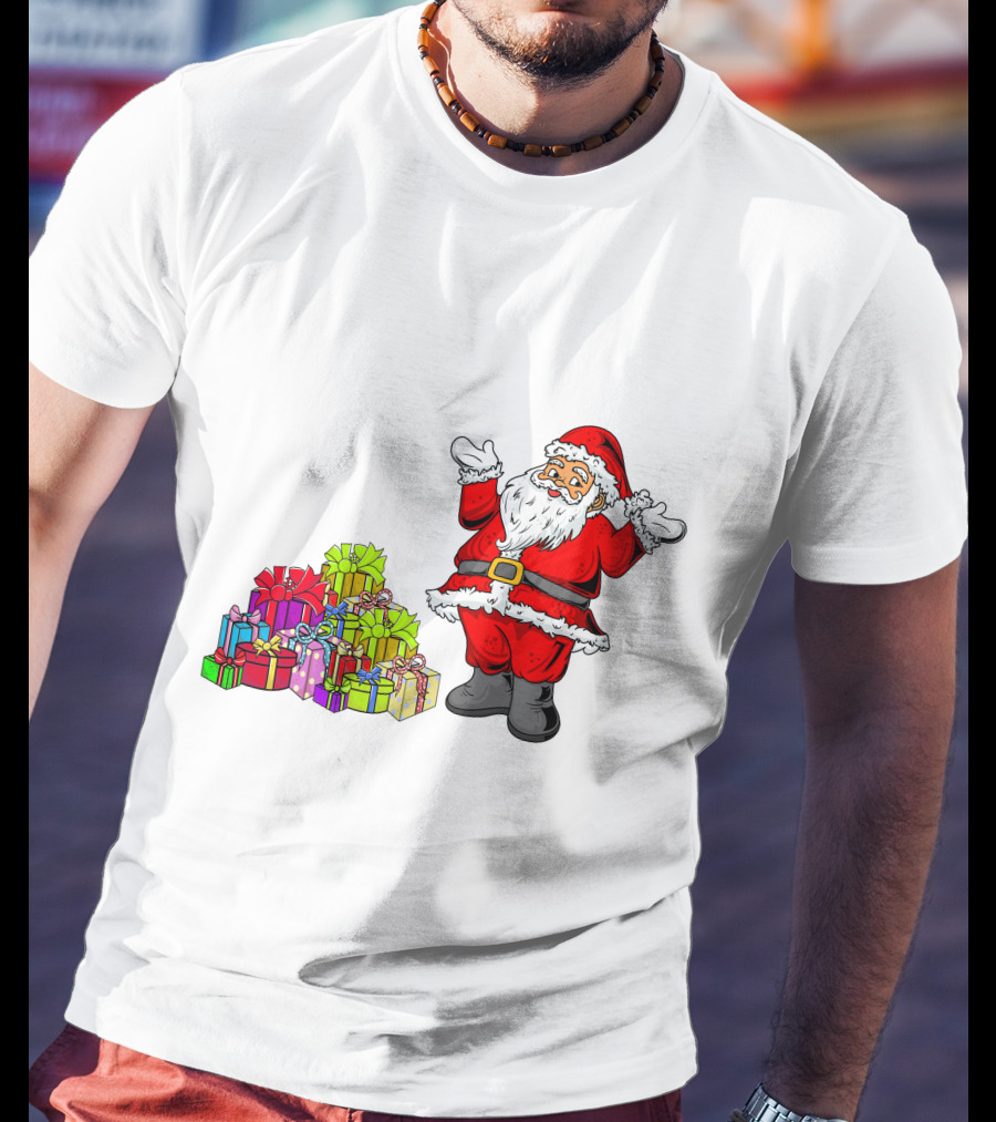 Santa Claus With Colorful Wrapped Gifts T-Shirt