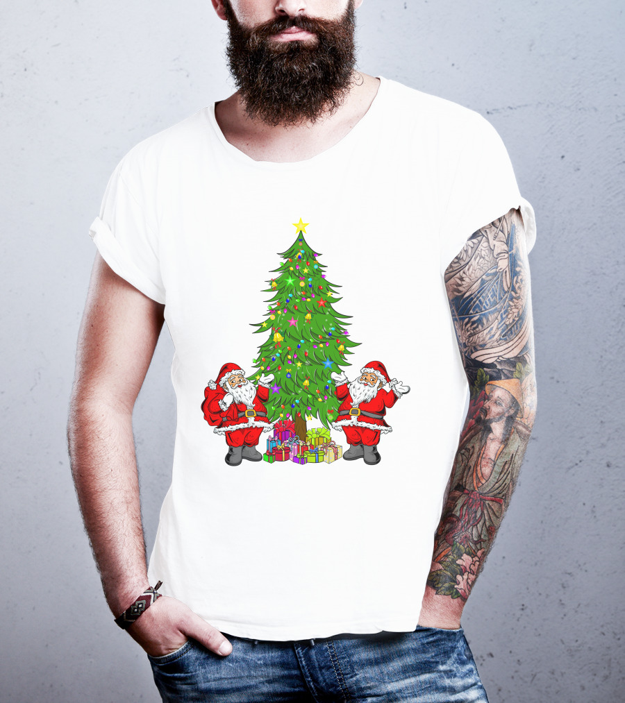 Christmas Tree Santa Claus Presents Holiday Decor T-Shirt