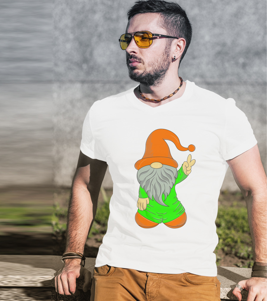 Cute Gnome Say Hi Peace Gesture T-Shirt