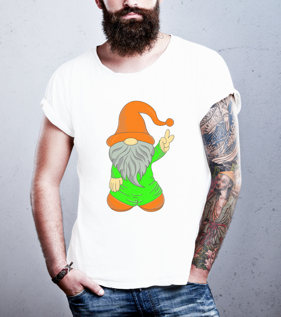 Cute Gnome Say Hi Peace Gesture T-Shirt