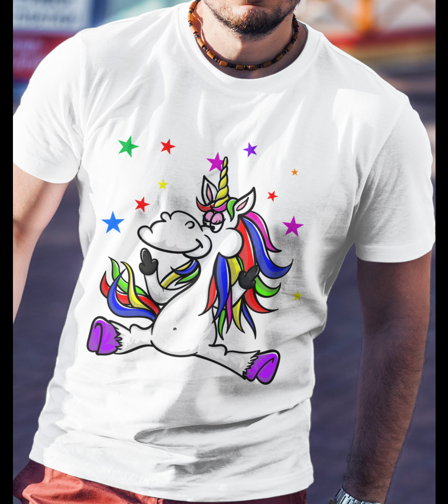 Funny Unicorn Twinkles Rainbow Star T-Shirt