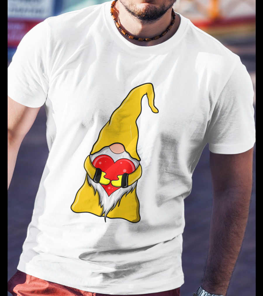 Gnome Holding Heart Hippie Valentine T-Shirt