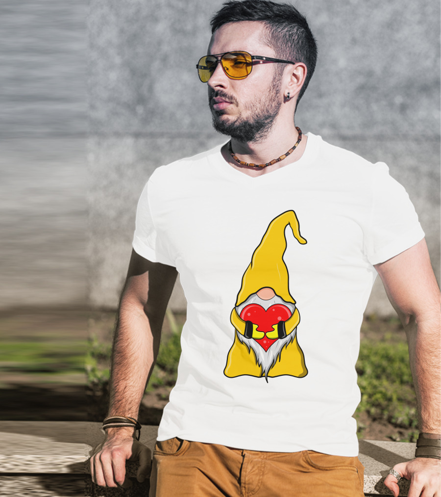 Gnome Holding Heart Hippie Valentine T-Shirt