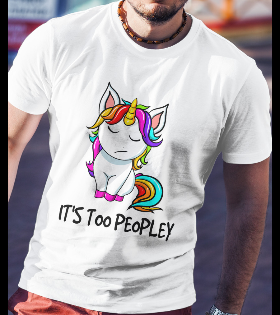 IT'S TOO PEOPLEY Unicorn Rainbow Mane Image T-Shirt