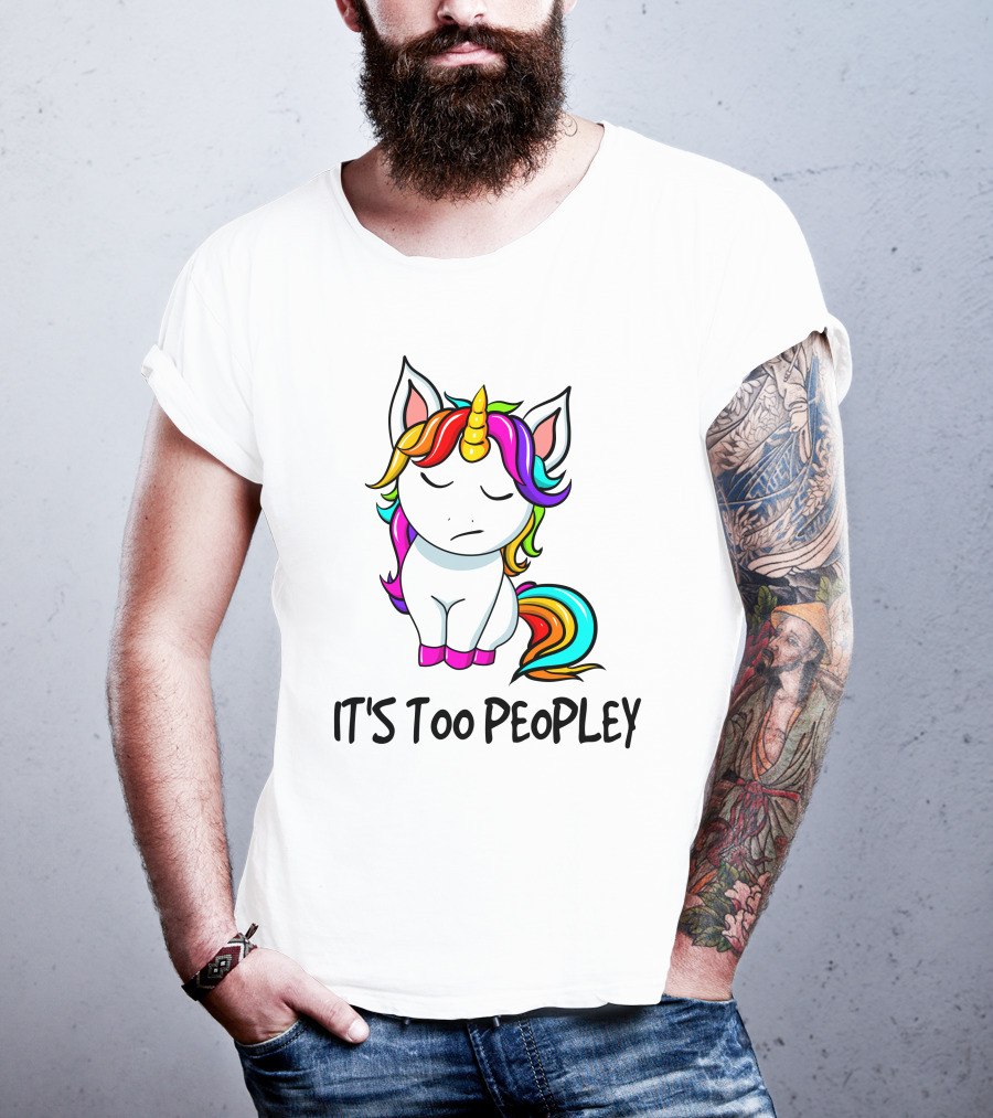IT'S TOO PEOPLEY Unicorn Rainbow Mane Image T-Shirt