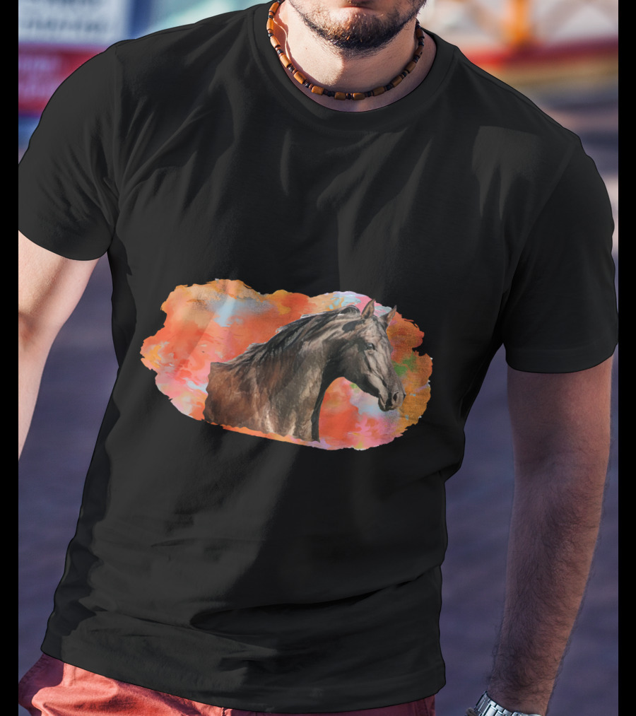 Arabian Horse With Vibrant Abstract Background T-Shirt