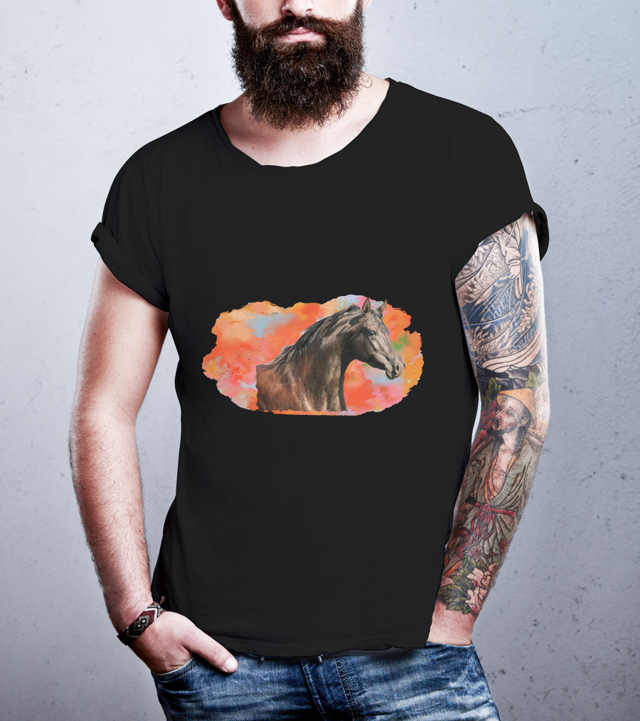 Arabian Horse With Vibrant Abstract Background T-Shirt
