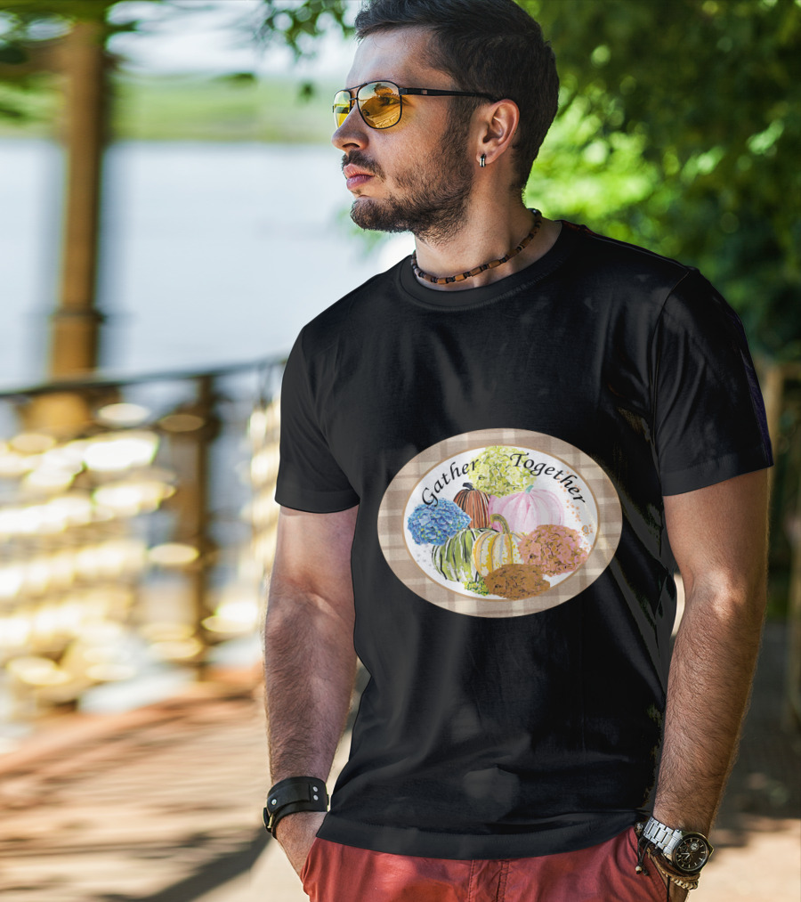 Gather Together Pumpkin Plaid Thanksgiving T-Shirt