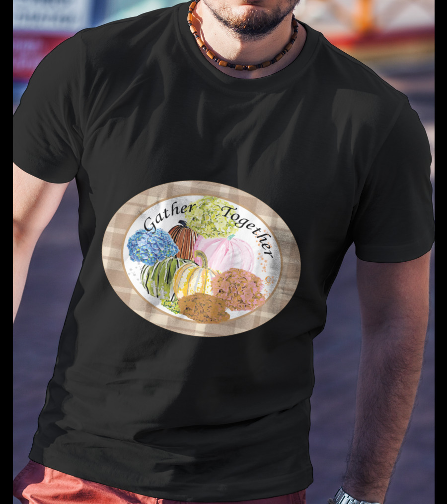 Gather Together Pumpkin Plaid Thanksgiving T-Shirt