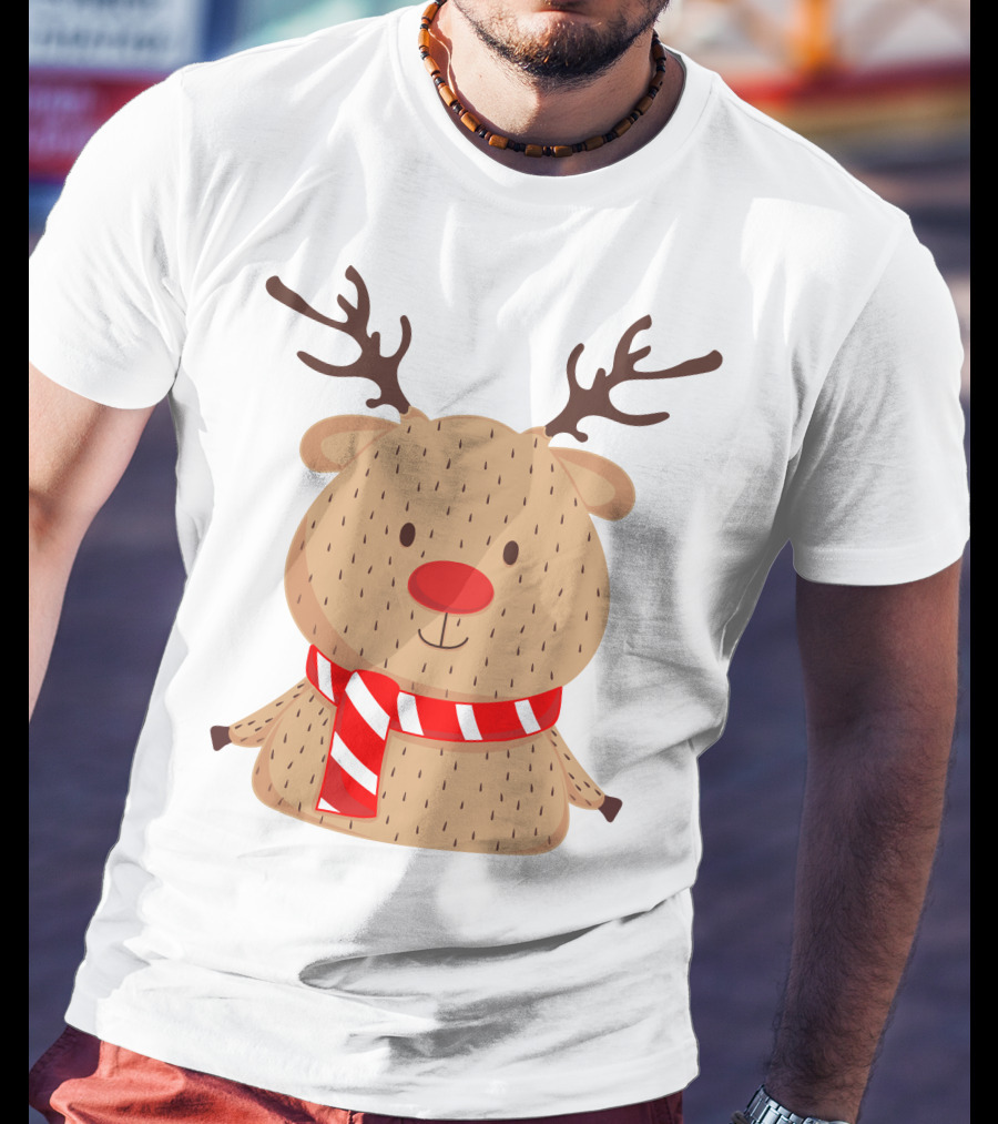 Baby Reindeer In Festive Winter Scarf T-Shirt