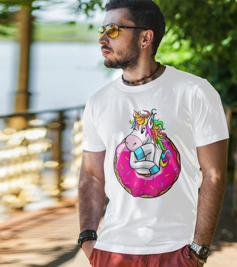 Baby Unicorn Inside Pink Sprinkled Donut T-Shirt