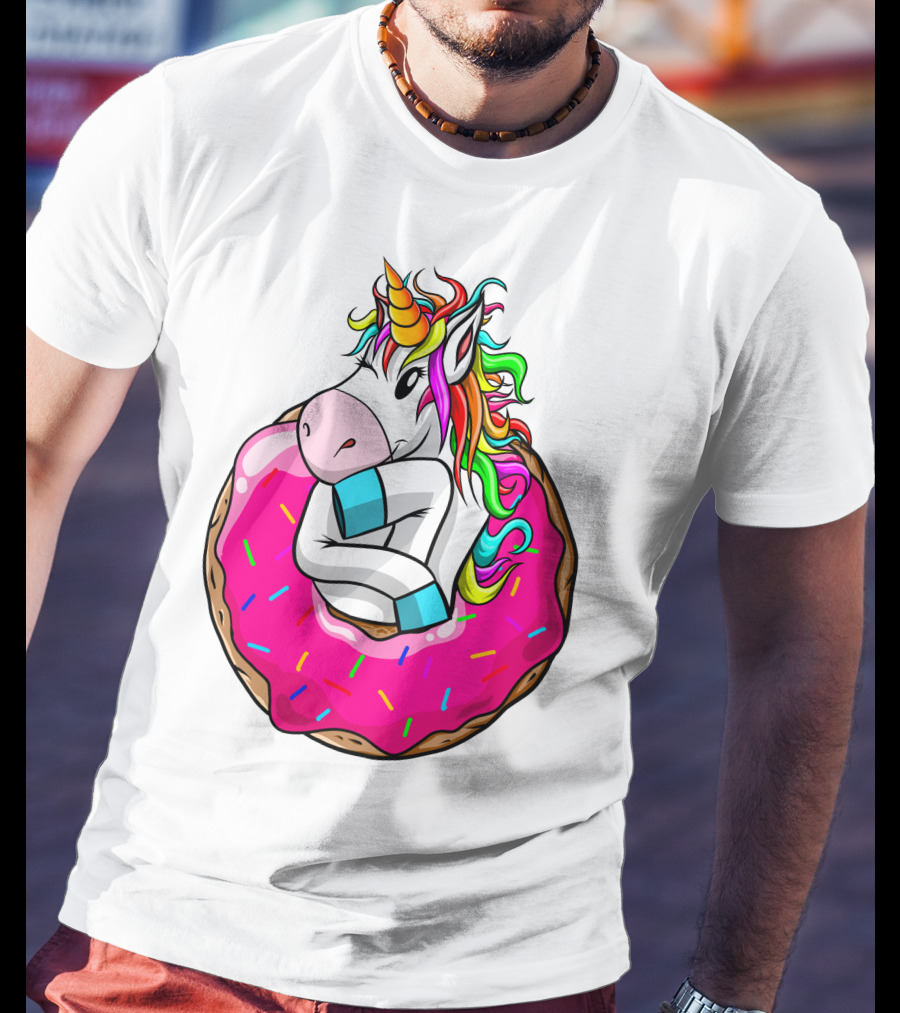 Baby Unicorn Inside Pink Sprinkled Donut T-Shirt