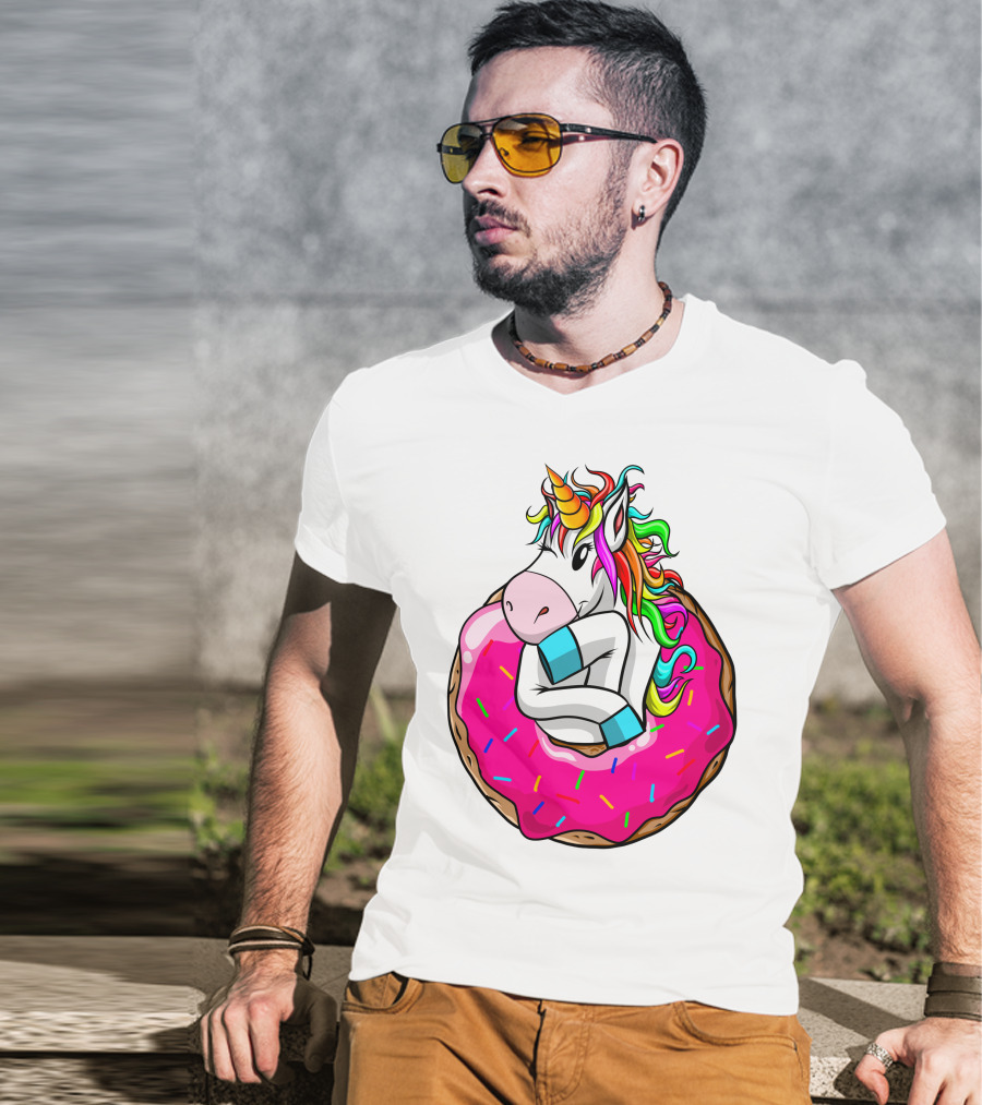 Baby Unicorn Inside Pink Sprinkled Donut T-Shirt