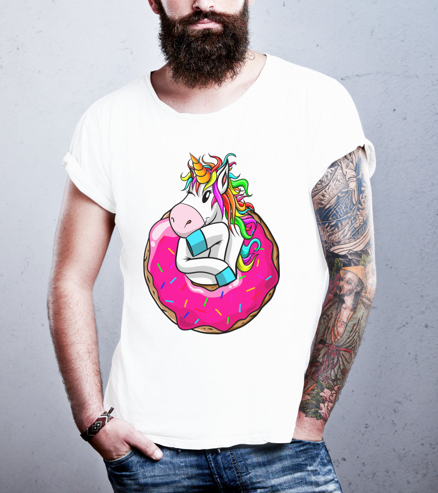 Baby Unicorn Inside Pink Sprinkled Donut T-Shirt