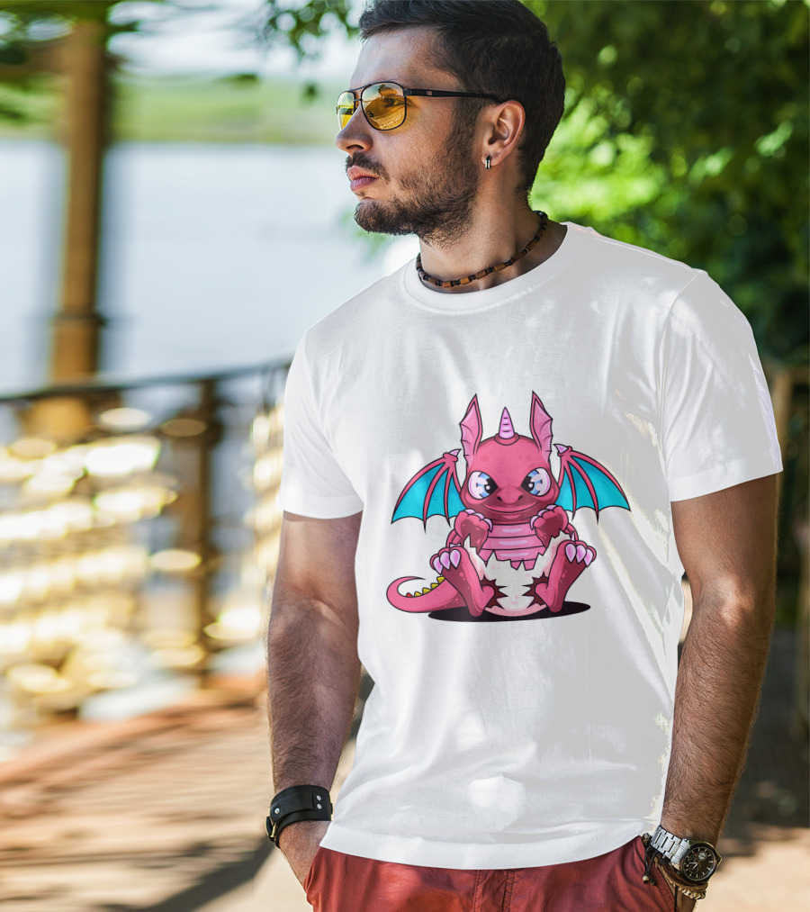 Pink Dragon Cute Cerulean Winged Hatchling T-Shirt
