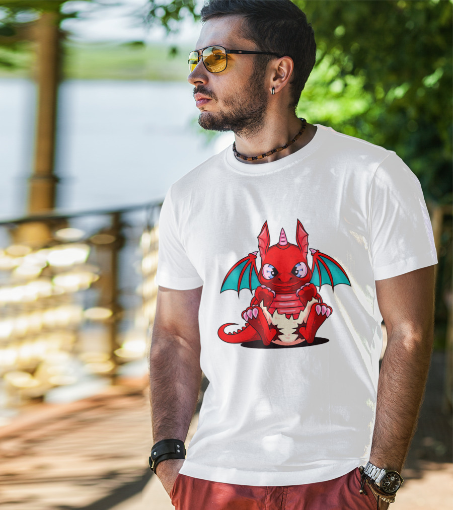 Red Cute Dragon Demon Fantasy Creature T-Shirt
