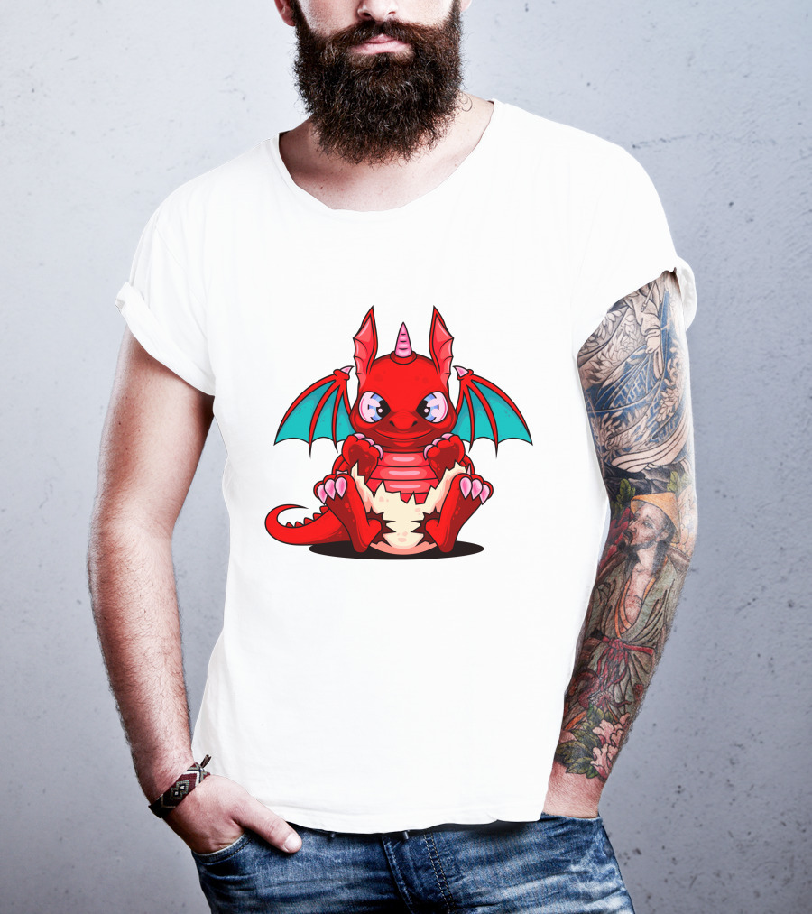 Red Cute Dragon Demon Fantasy Creature T-Shirt