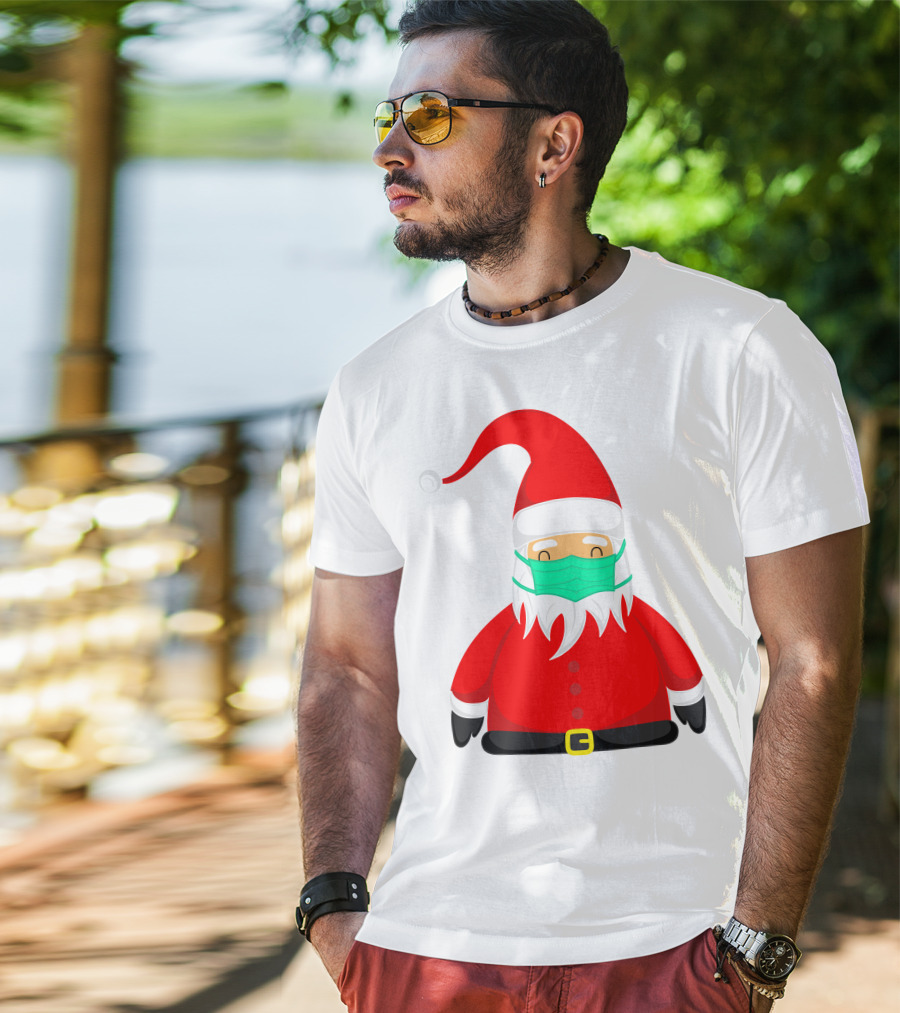 Santa Claus Wearing Green Face Mask T-Shirt