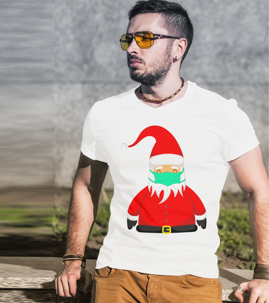 Santa Claus Wearing Green Face Mask T-Shirt