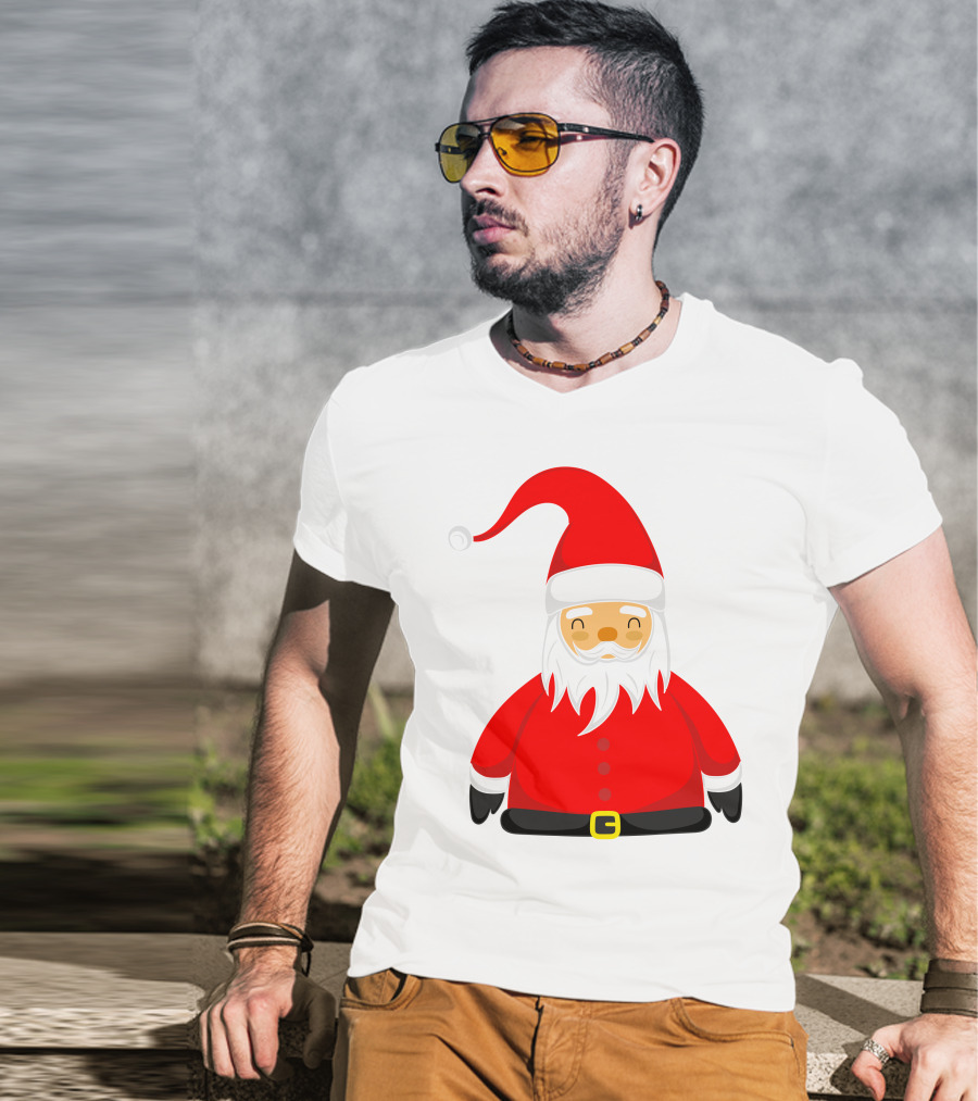 Santa Claus Outfit On Christmas Cartoon T-Shirt