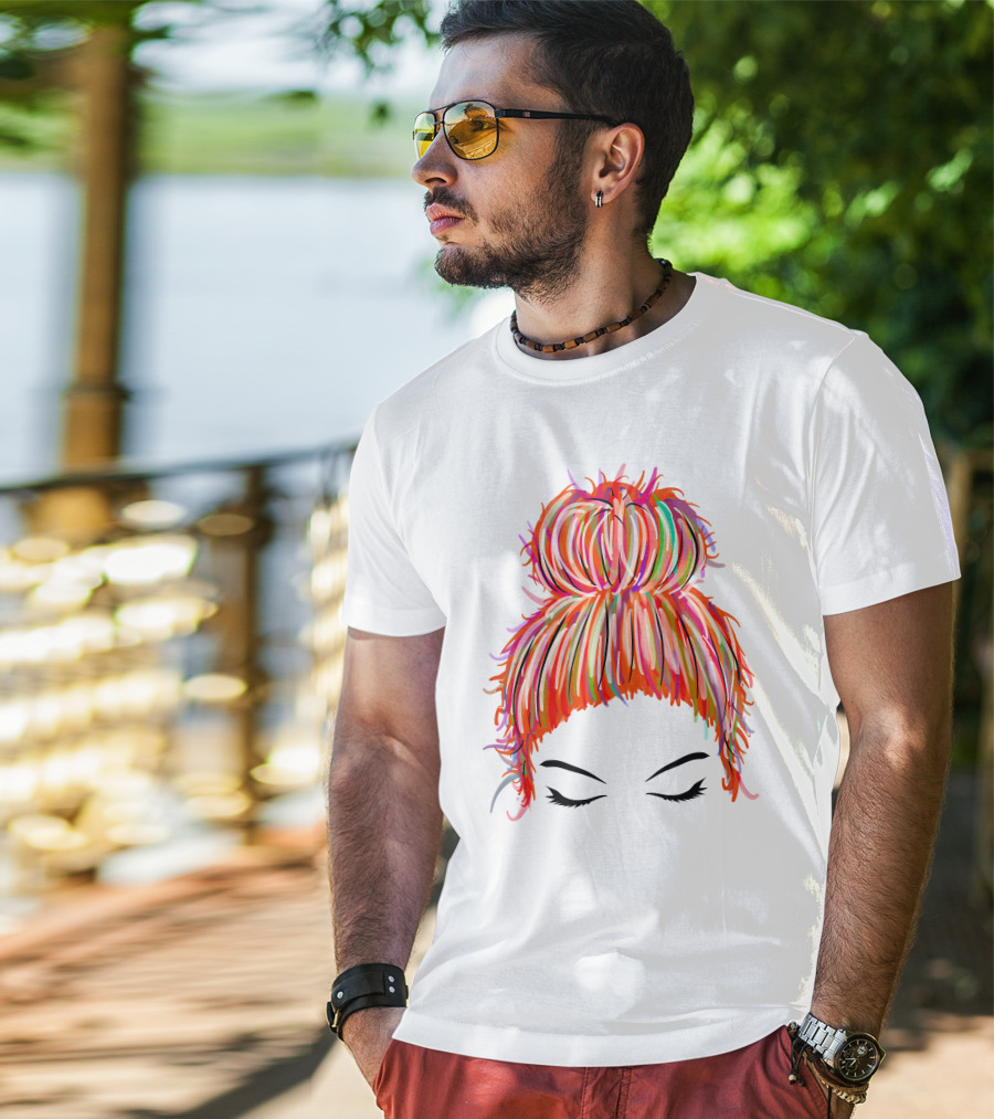 Messy Bun Hair Munlife Colorful Updo T-Shirt